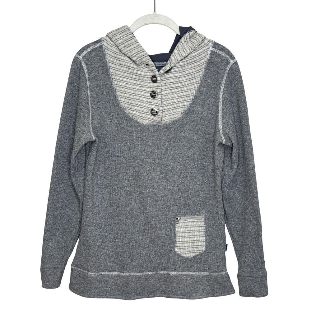 Kuhl Chianti Fleece Sweater Womens Small Gray Hoodie Pullover Zip Pocket Knit
